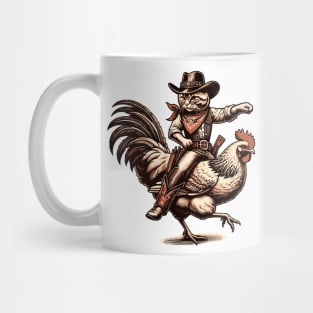 Meowdy Cowboy Cat Riding Chicken Mug